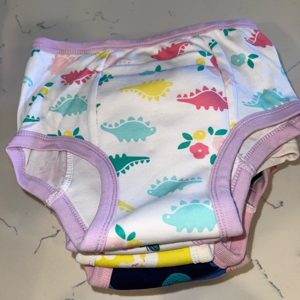 Girls' Pastel Dino Training Pants - Lavender Trim